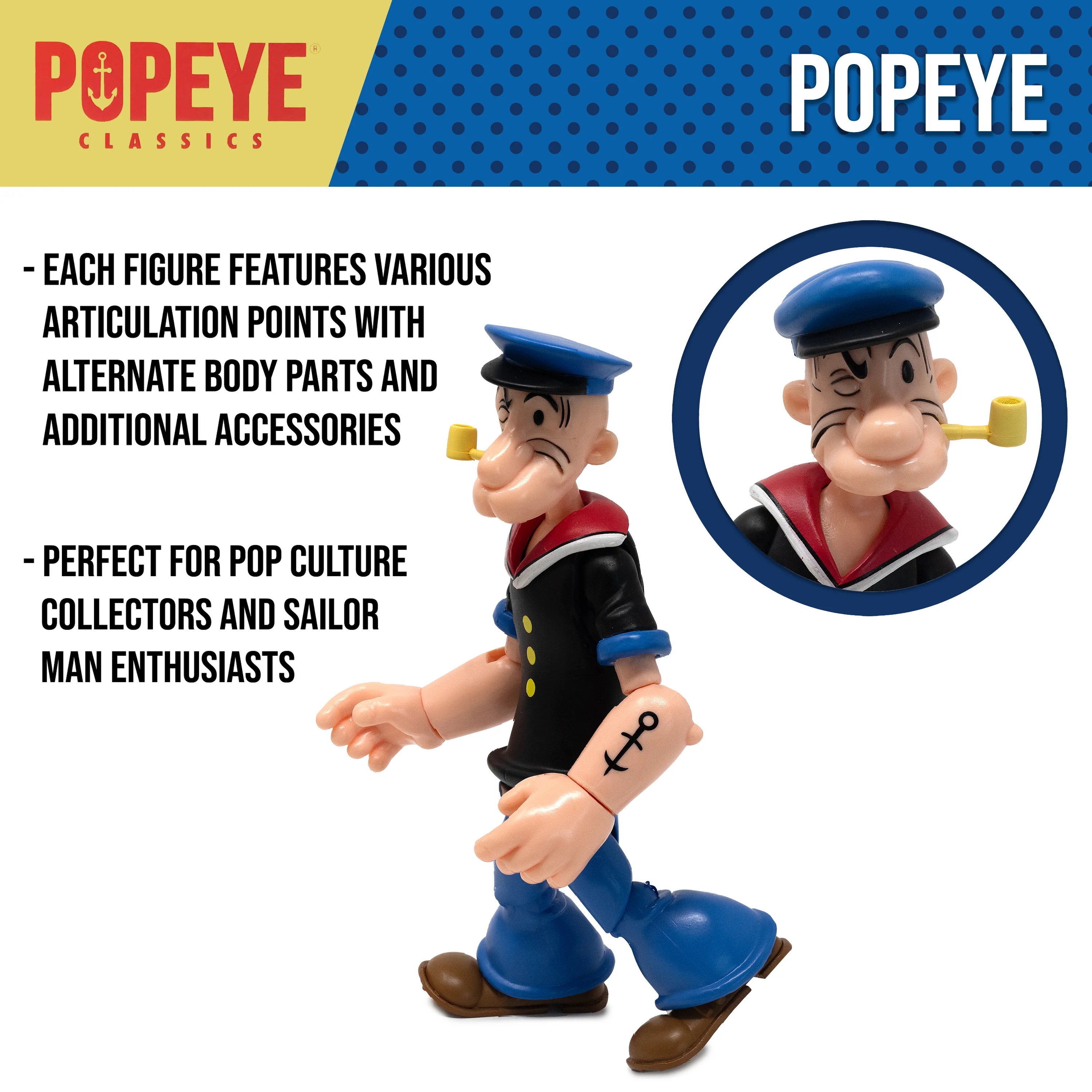 Popeye Classics Action Figure: Popeye 1st Appearance - black shirt - Image 5