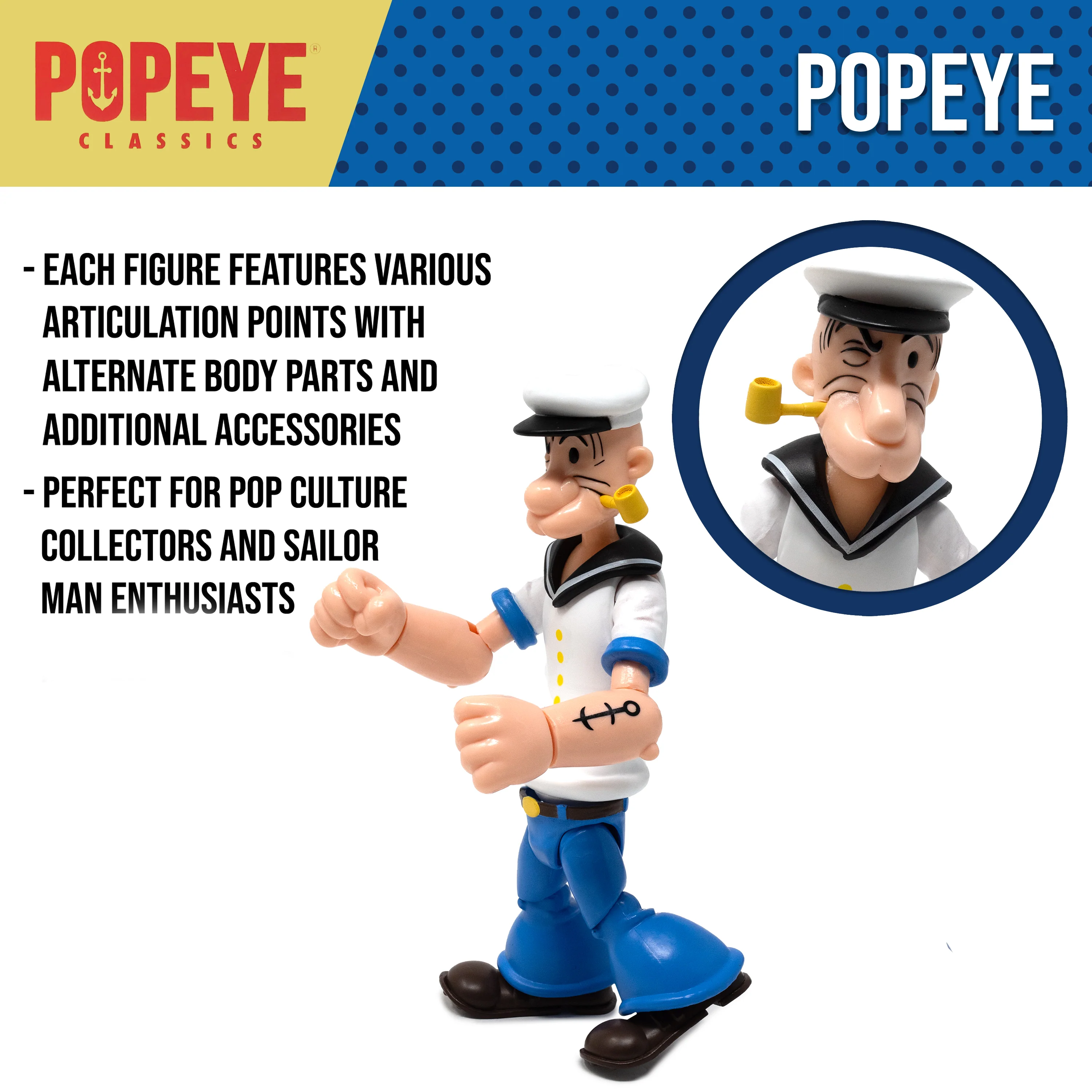 Popeye Classics Action Figure: Popeye 1st Appearance - white shirt - Image 4
